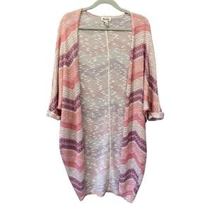 Mudd Multicolor Chevron Knit Open Front Cardigan Sz L